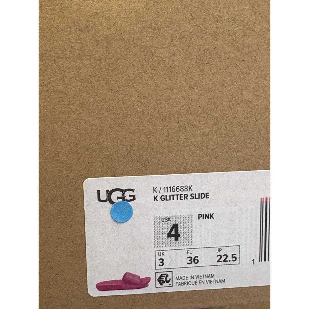 Ugg Sandal Slide Slip On Big Girl‎ Kid Size 4 Pink Glitter New